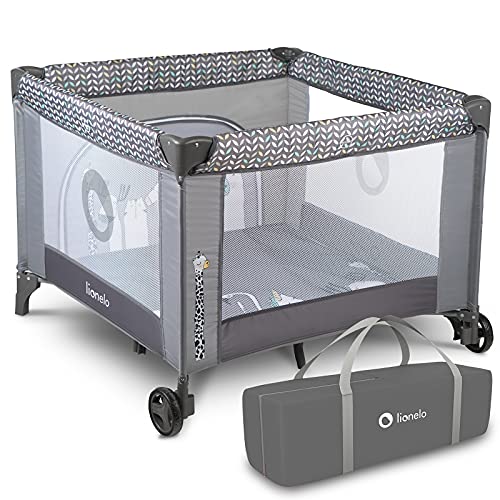 LIONELO Fie Parque para bebés De viaje Para niños de hasta 15 kg Perfecto en casa y de vacaciones Sistema de plegado seguro Bolsa incluida Gris