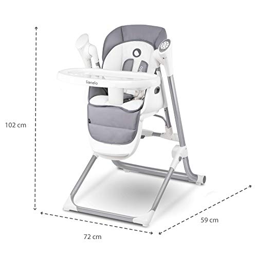 Lionelo Niles Silla para comer y mecedora 2 en 1 Cinturones de seguridad con 5 puntos Regulación del respaldo Regulación de la altura de 6 puntos Regulación de la bandeja 8 velocidades de mecer Timer