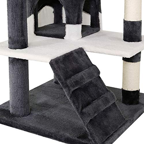 lionto Árbol rascador para Gatos, Altura 130 cm Gris-Blanco