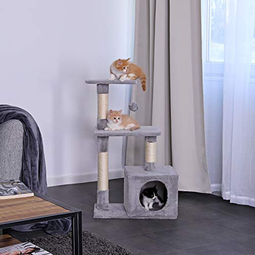 lionto by dibea Árbol rascador árbol para escalar árbol rascador para gatos Altura 85 cm Gris claro