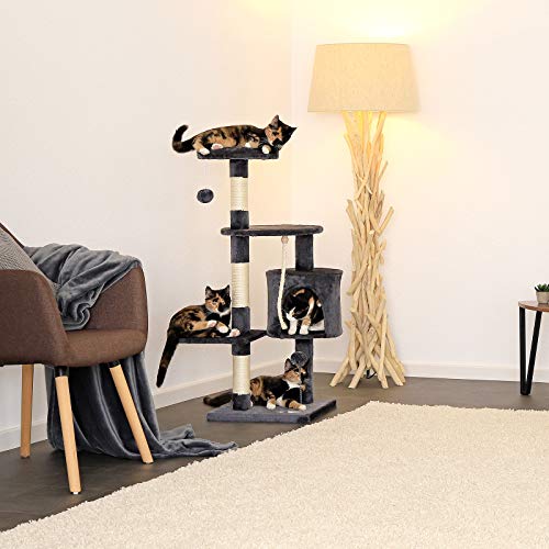 lionto by dibea Árbol rascador para Gatos Altura 112 cm Gris Oscuro