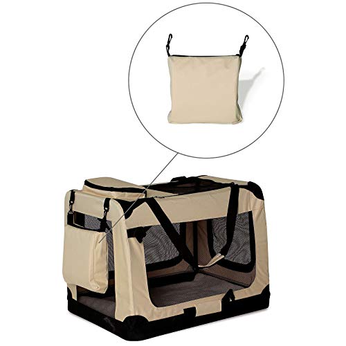 lionto by dibea Bolsa de Transporte para perros gatos box caja plegable (L) 70x52x50 cm Beige