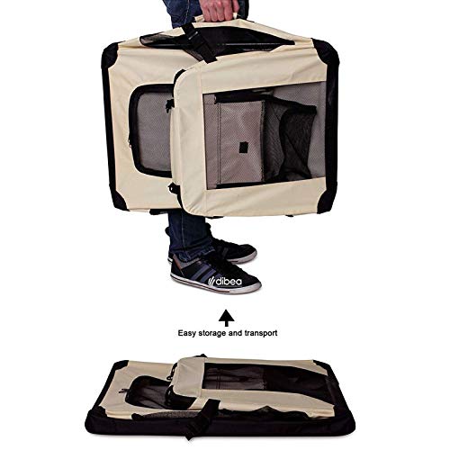 lionto by dibea Bolsa de Transporte para perros gatos box caja plegable (L) 70x52x50 cm Beige