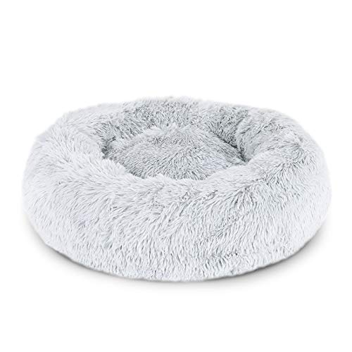 lionto by dibea Cama perros redonda cojín gatos sofá para perros donut (4XL) Ø 120 cm Gris claro