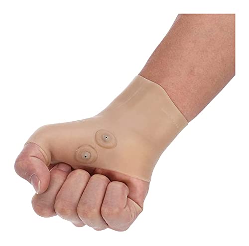 LIXBD Guantes magnéticos de terapia de silicona con agujero para el pulgar para aliviar el dolor de la artritis de la mano, color beige