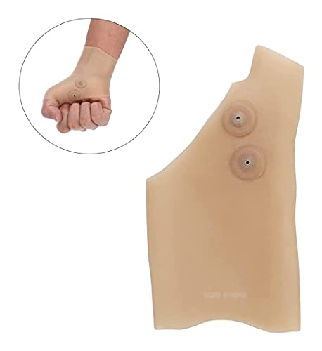 LIXBD Guantes magnéticos de terapia de silicona con agujero para el pulgar para aliviar el dolor de la artritis de la mano, color beige