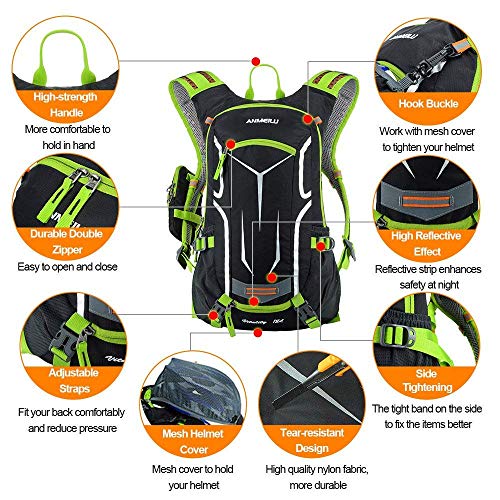 Lixxada Mochila de Ciclismo Impermeable 18L Unisexo Respirable Ultraligero con Cubierta de Lluvia Mochila de Hombro para Ciclismo Montañismo Viajes