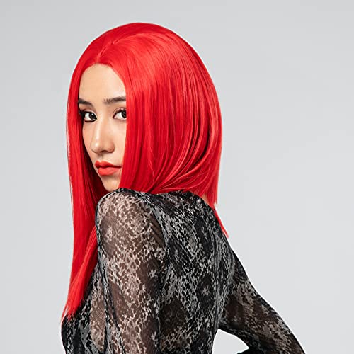 LKJJTG Peluca Femenina Apasionada Bruja Mágica Centro Mágico Dividir Clavícula Straight Pein Pein Peluca Encaje Sin Fisuras Cabello Completo Set Halloween Cosplay Partido P