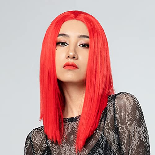 LKJJTG Peluca Femenina Apasionada Bruja Mágica Centro Mágico Dividir Clavícula Straight Pein Pein Peluca Encaje Sin Fisuras Cabello Completo Set Halloween Cosplay Partido P