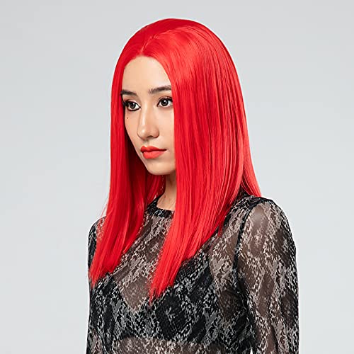 LKJJTG Peluca Femenina Apasionada Bruja Mágica Centro Mágico Dividir Clavícula Straight Pein Pein Peluca Encaje Sin Fisuras Cabello Completo Set Halloween Cosplay Partido P