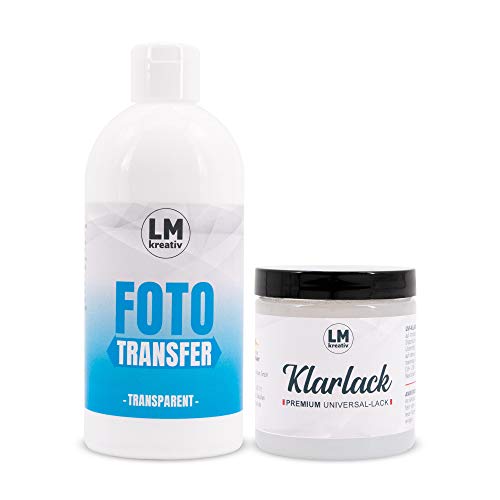 LM fotográfico Transfer kennenlern Juego – 450 ml barniz Foto Transfer & 150 ml – Fotografías en madera rubbel imágenes Agua Transfer fotográfico transferir