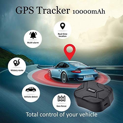 Localizador GPS para Coche, 150 días Standby GPS Tracker 10000mAh Impermeable Seguimiento en Tiempo Real Fuerte Imán Rastreador GPS con App/Web TK905B