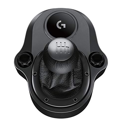 Logitech G Driving Force Palanca de Cambio para Volantes de Carreras G29, G920 y G923, 6 Velocidades, Marcha Atrás a Presion, Acero y Cuero - Negro