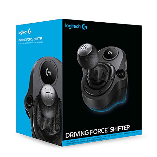 Logitech G Driving Force Palanca de Cambio para Volantes de Carreras G29, G920 y G923, 6 Velocidades, Marcha Atrás a Presion, Acero y Cuero - Negro