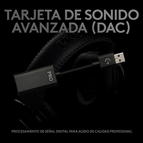 Logitech G PRO Auriculares Gaming con Cable, Transductores 50mm Pro-G , Aluminio, Acero y Espuma Viscoelástica, Cómodos y Duraderos, Para Esports, PC/PS/Xbox/Nintendo Switch - Negro