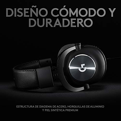 Logitech G PRO Auriculares Gaming con Cable, Transductores 50mm Pro-G , Aluminio, Acero y Espuma Viscoelástica, Cómodos y Duraderos, Para Esports, PC/PS/Xbox/Nintendo Switch - Negro