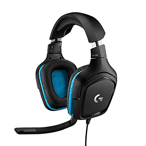 Logitech G432 Auriculares Gaming con Cable, Sonido 7.1 Surround, DTS Headphone:X 2.0, Transductores 50mm, USB y Jack Audio 3,5mm, Microfóno Volteable, Peso Ligero, PC/Mac/Xbox One/PS4/Switch - Negro