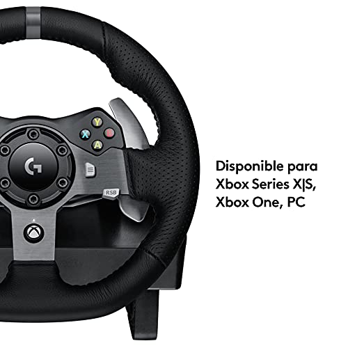 Logitech G920 Driving Force Volante de Carreras y Pedales, Force Feedback, Aluminio Anodizado, Palancas de cambio, Volante de Cuero, Pedales Ajustables, Xbox Series X|S, Xbox One, PC - Negro