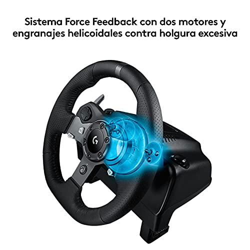 Logitech G920 Driving Force Volante de Carreras y Pedales, Force Feedback, Aluminio Anodizado, Palancas de cambio, Volante de Cuero, Pedales Ajustables, Xbox Series X|S, Xbox One, PC - Negro