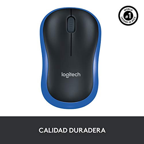 Logitech M185 Ratón Inalámbrico, 2,4 GHz con Mini Receptor USB, Batería 12 Meses, Seguimiento Óptico 1000 DPI, Ambidiestro, PC/Mac/Portátil - Azul