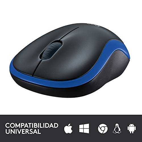 Logitech M185 Ratón Inalámbrico, 2,4 GHz con Mini Receptor USB, Batería 12 Meses, Seguimiento Óptico 1000 DPI, Ambidiestro, PC/Mac/Portátil - Azul