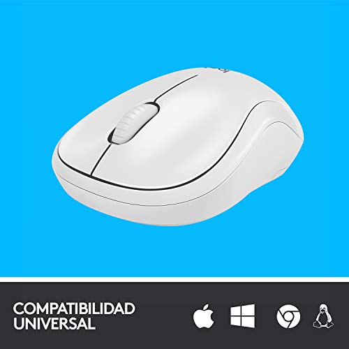 Logitech M220 Ratón Inalámbrico, Botones Silenciosos, 2,4 GHz con Nano-Receptor USB, Seguimiento Óptico 1000 DPI, Batería 18 Meses, Ambidiestro, Compatible con PC/Mac/Portátil - Blanco