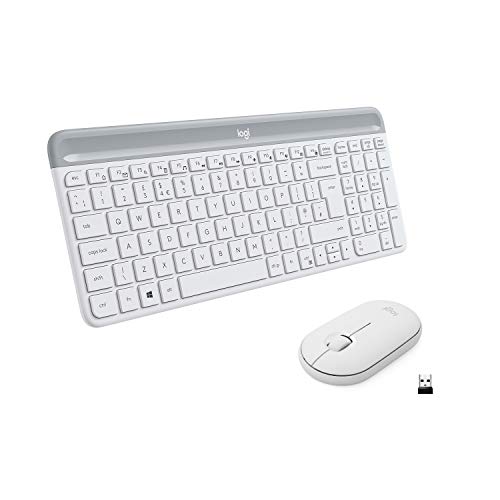 Logitech MK470 Combo Teclado y Ratón Inalámbrico para Windows, 2.4 GHz con Receptor USB, Diseño Compacto, Batería de Adecuada Duración, Disposición QWERTY Español, Blanco