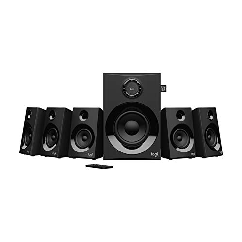 Logitech Z607 5.1 Sistema de Altavoces Buetooth con Sonido Surround 5.1, 160W de Pico, Graves Potentes, Entradas de 3.5 mm/RCA, USB, Tarjeta SD, Mando, Enchufe UK, PC/TV/Smartphone/Tablet