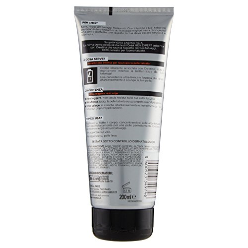 L'Oréal Paris Men Expert Hydra Energetic X Crema Corpo Uomo Specifica per Tatuaggi, 200 ml