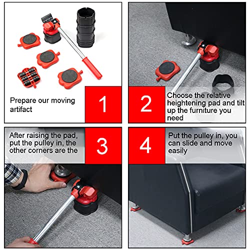 LOVECENTRAL Kit de Ruedas para Mover Muebles Pesados (13 piezas), Juego de Elevador de Muebles con 4 Ruedas de 360 Grados, 24 Pcs Alfombrillas Redondas para Proteger Muebles como Sillas.