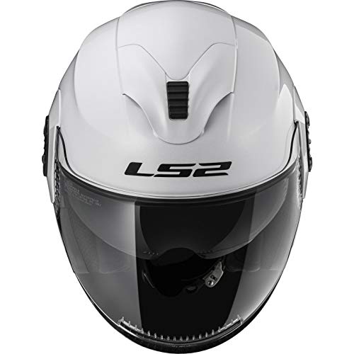 LS2 OF570 Verso Casco de Moto de Cara Abierta para Motocicleta, Scooter, Scooter, Deportes de Choque, Urbano, Certificado por la CEE, Color Blanco Brillante, XX-Large