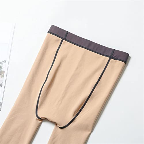 LSHAN Medias con Forro Polar para Mujer Medias de Felpa térmica de Invierno de Cintura Alta de Tallas Grandes Pantimedias translúcidas cálidas de Talla Grande Polainas Gruesas