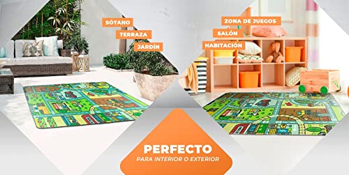 LucaHome – Alfombra Infantil Carretera, Juegos, Ciudad, alcolchada | Alfombra Infantil Plegable | Alfombra Juegos Circuito Coches con Base Antideslizante | Alfombra Carretera Coches 100 x 140cm