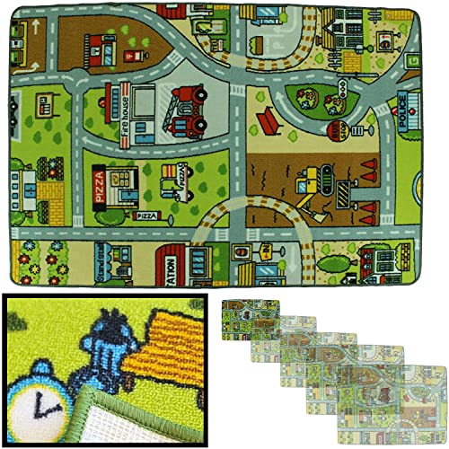 LucaHome – Alfombra Infantil Carretera, Juegos, Ciudad, alcolchada | Alfombra Infantil Plegable | Alfombra Juegos Circuito Coches con Base Antideslizante | Alfombra Carretera Coches 100 x 140cm