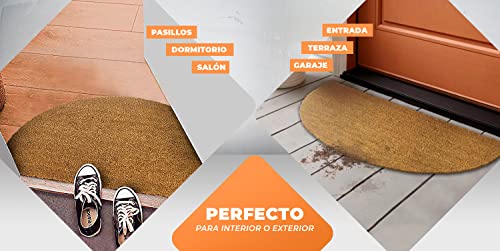 LucaHome - Felpudo de Coco Natural 40x70cm semiluna con Base Antideslizante, Felpudo de Coco Liso. Felpudo Absorbente Entrada casa, Ideal para Puerta Exterior o Pasillo