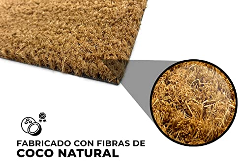 LucaHome - Felpudo de Coco Natural 40x70cm semiluna con Base Antideslizante, Felpudo de Coco Liso. Felpudo Absorbente Entrada casa, Ideal para Puerta Exterior o Pasillo