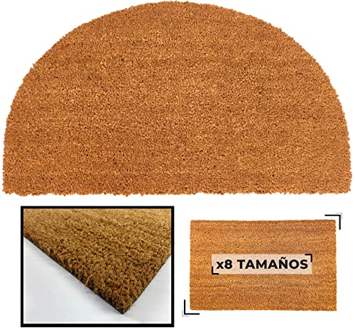 LucaHome - Felpudo de Coco Natural 40x70cm semiluna con Base Antideslizante, Felpudo de Coco Liso. Felpudo Absorbente Entrada casa, Ideal para Puerta Exterior o Pasillo