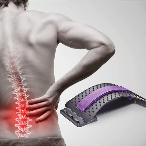 Lumbak Pro Morado- Dispositivo de Estiramiento, 3 Niveles, 3 Modos, Acupuntura, Corrige la Postura de la Espalda, Alivia la Rigidez Muscular, Flexible, Reduce el Estrés