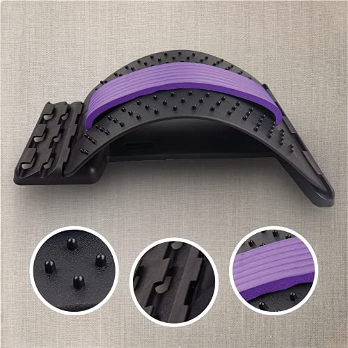 Lumbak Pro Morado- Dispositivo de Estiramiento, 3 Niveles, 3 Modos, Acupuntura, Corrige la Postura de la Espalda, Alivia la Rigidez Muscular, Flexible, Reduce el Estrés