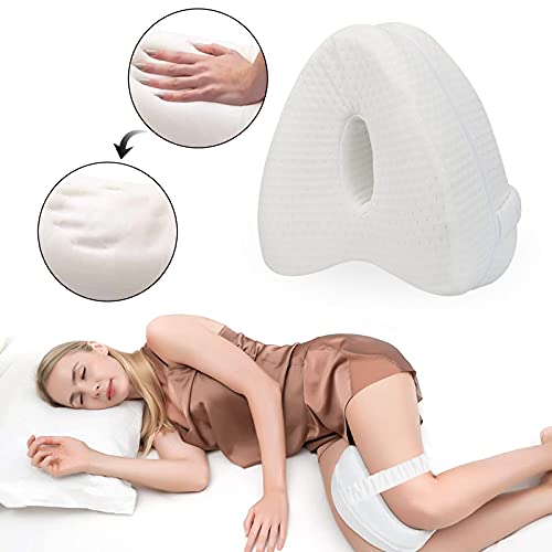 Lunriwis Almohada Entre Piernas Dormir,Cojin Ortopédico Piernas para Las Rodillas, Almohada para Rodillas Almohada ortopédica de Espuma viscoelástica para Pierna y Rodilla,Cojines Rodillas(Blanca)