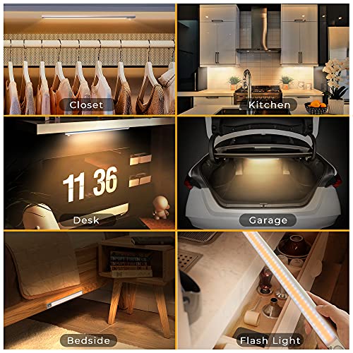 Luz de Armario 160LED, MERTTURM USB Recargable Luces con Sensor de Movimiento, Brillo Regulable con 3 colores, Super brillante Lámpara para Cocina, Escalera, Garaje, Pasillo, Emergencias