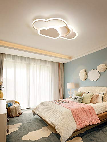 Luz de techo LED, lámpara de techo nube creativa, 32W 2700lm 42cm, con control remoto regulable 3000-6500K, blancas Aplique de pared para sala de estar Pasillo de dormitorio y habitación de infantil