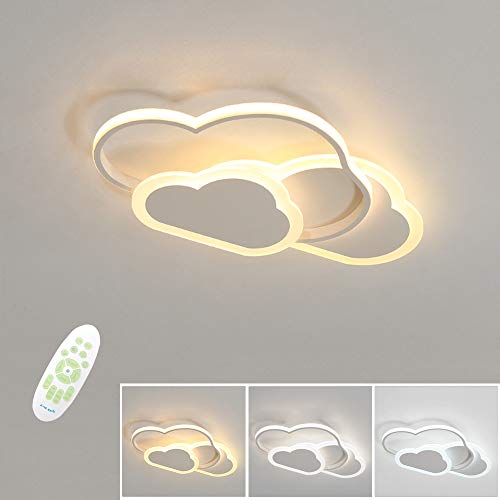 Luz de techo LED, lámpara de techo nube creativa, 32W 2700lm 42cm, con control remoto regulable 3000-6500K, blancas Aplique de pared para sala de estar Pasillo de dormitorio y habitación de infantil