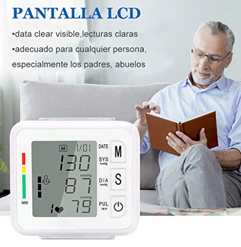 Lvozize Tensiómetro de muñeca, Tensiómetro Digital, Medidor Tension Arterial Aparato Tension Arterial Medición Precisa Con Gran Pantalla LCD/ Memoria (2x99) Regalo para Madres Padres