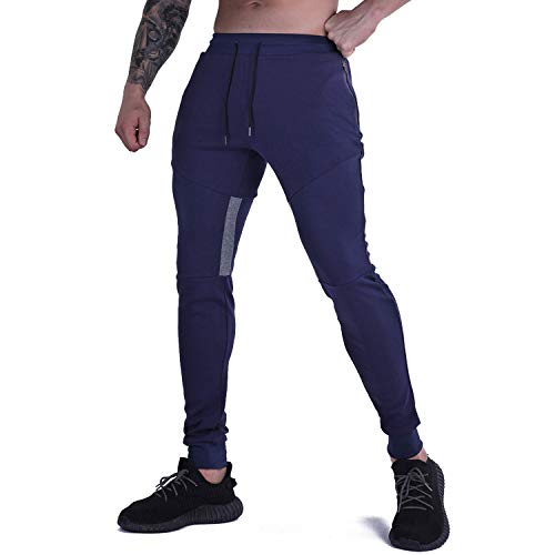 LY4U Pantalones Deportivos para Hombre Pantalones de chándal de chándal Pantalones de Gimnasia de Entrenamiento Causal Bolsillos con Cremallera