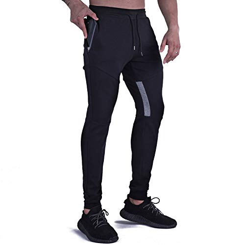 LY4U Pantalones Deportivos para Hombre Pantalones de chándal de chándal Pantalones de Gimnasia de Entrenamiento Causal Bolsillos con Cremallera