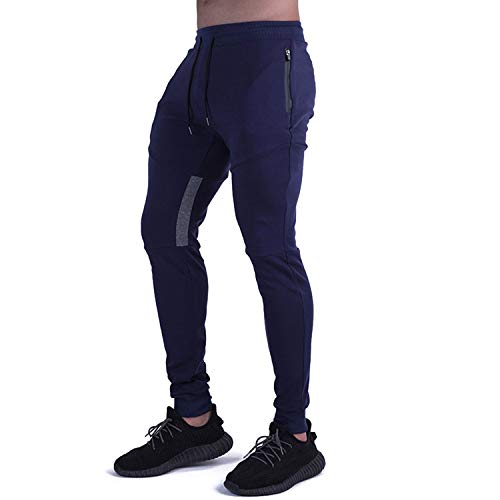 LY4U Pantalones Deportivos para Hombre Pantalones de chándal de chándal Pantalones de Gimnasia de Entrenamiento Causal Bolsillos con Cremallera