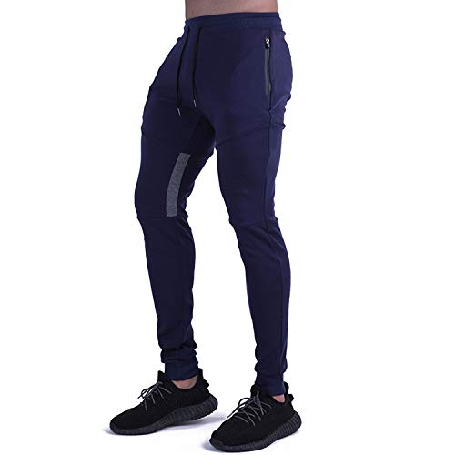 LY4U Pantalones Deportivos para Hombre Pantalones de chándal de chándal Pantalones de Gimnasia de Entrenamiento Causal Bolsillos con Cremallera