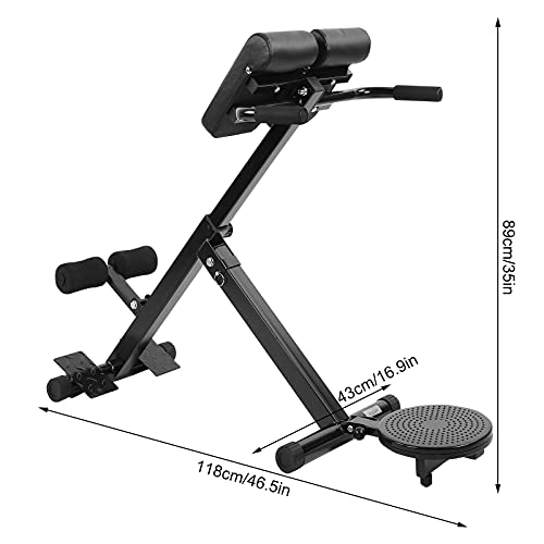 lyrlody Banco de silla romana ajustable, equipo de entrenamiento de fuerza abdominal, banco de hiperextensión plegable, inclinación plana, para gimnasio en casa, aprox. 118 x 89 x 43 cm