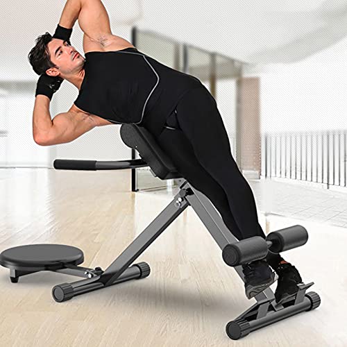 lyrlody Banco de silla romana ajustable, equipo de entrenamiento de fuerza abdominal, banco de hiperextensión plegable, inclinación plana, para gimnasio en casa, aprox. 118 x 89 x 43 cm